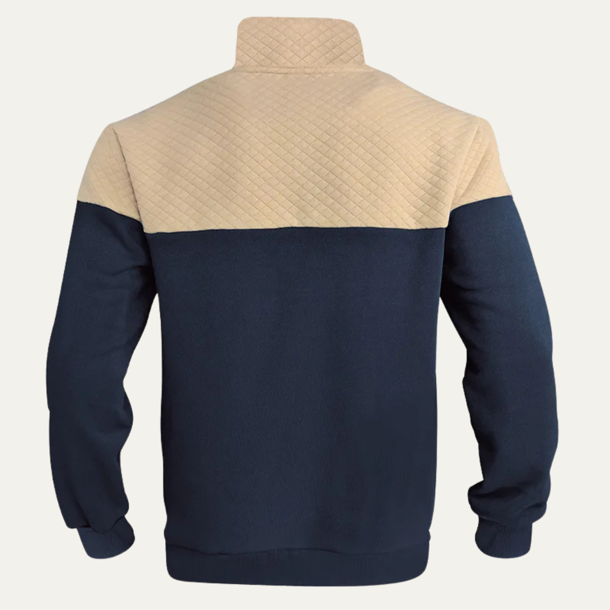 Bram | Men's Quilted Color Block Half Zip Sweater Navy Cream
