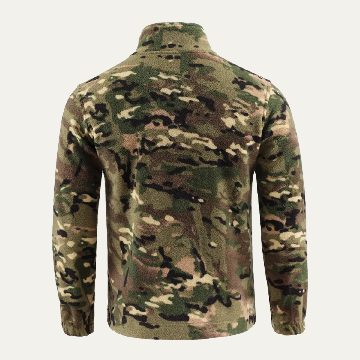 Beau | Men's Camouflage Fleece Jacket Olive Green Zip Up