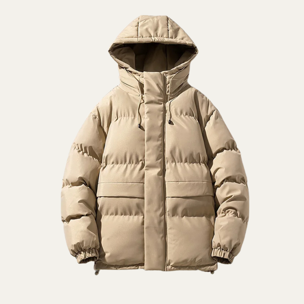 Jude | Men's Puffer Jacket Cream Hooded Quilted