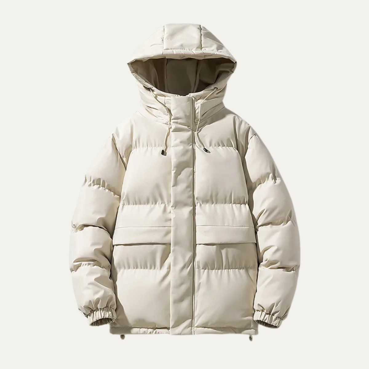 Jude | Men's Puffer Jacket Cream Hooded Quilted