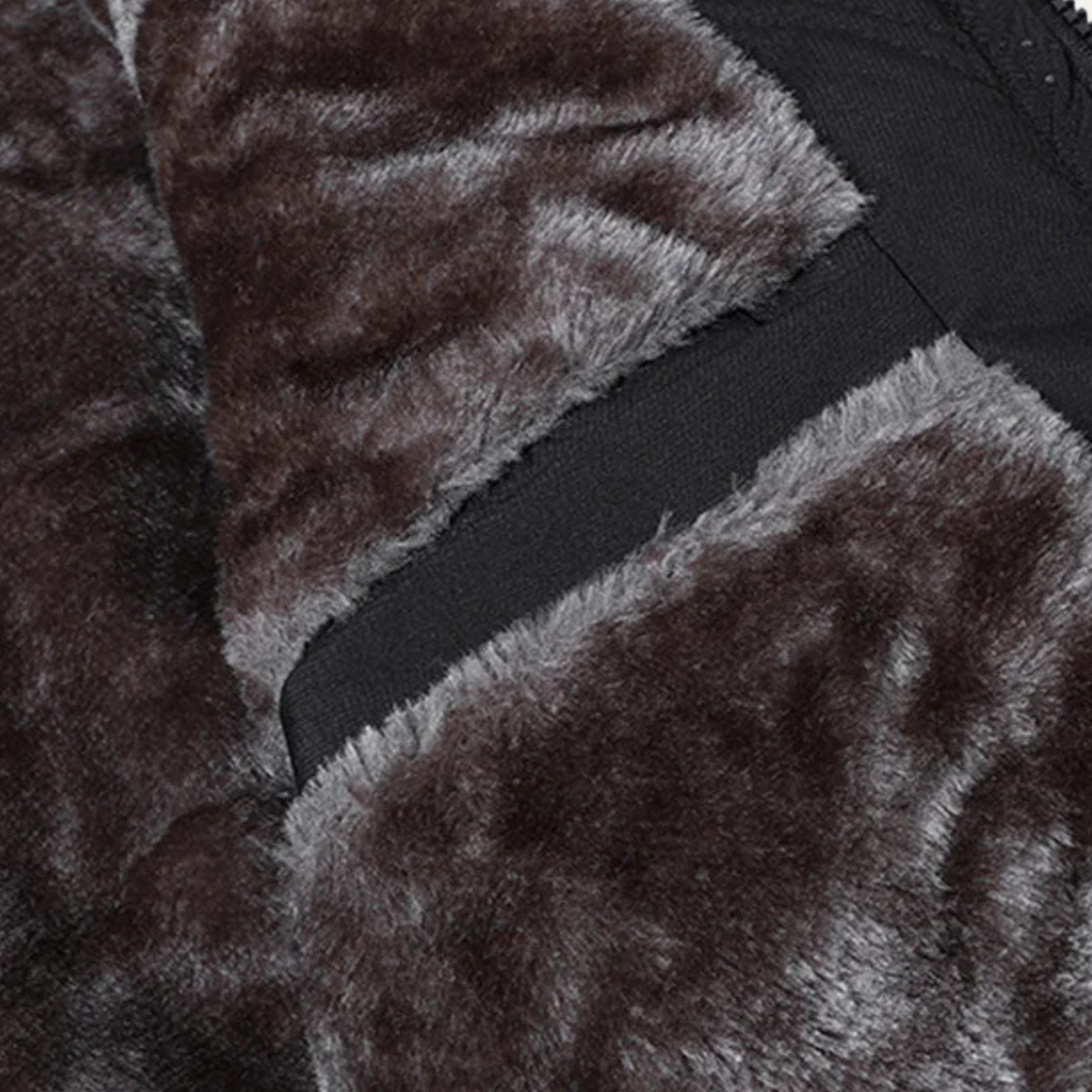 Ezra | Men's Quilted Puffer Jacket Black Sherpa Lining