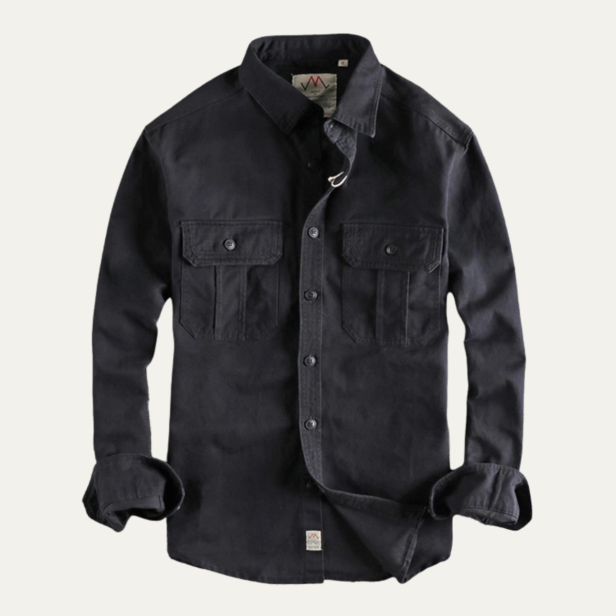 Axel | Men's Utility Denim Shirt Jacket Beige Long Sleeve
