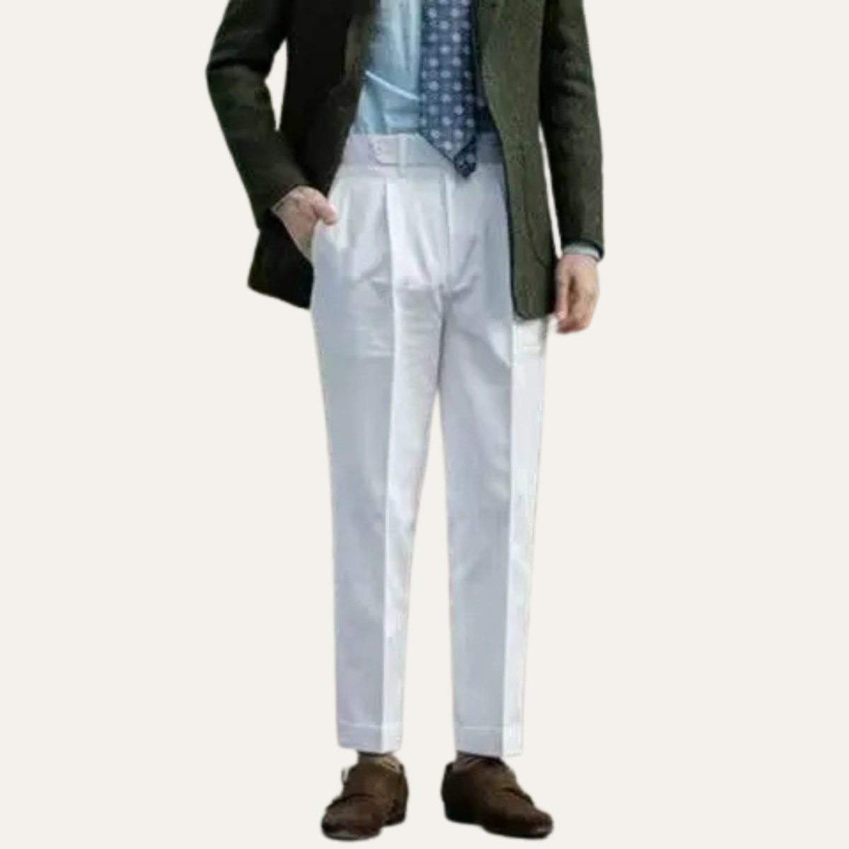 Blake | Men's Pleated Dress Pants White