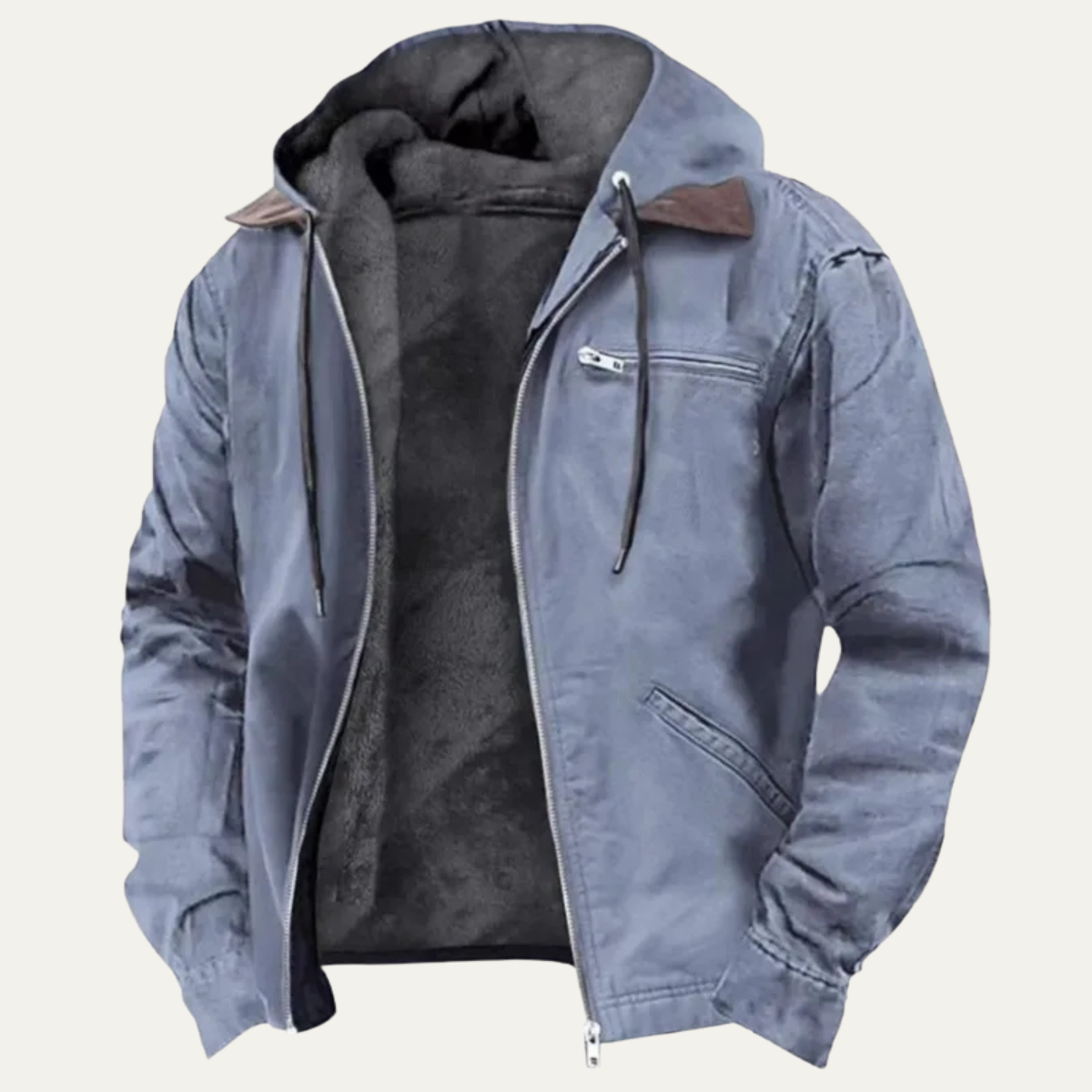 Magnus | Men's Windbreaker Fleece Lined Hooded Jacket Black
