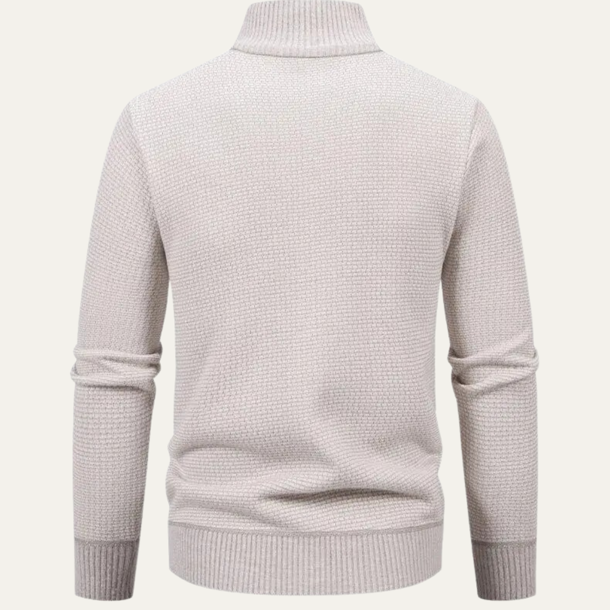 Ives | Men's Quarter Zip Cardigan Cream Knit Stand Collar