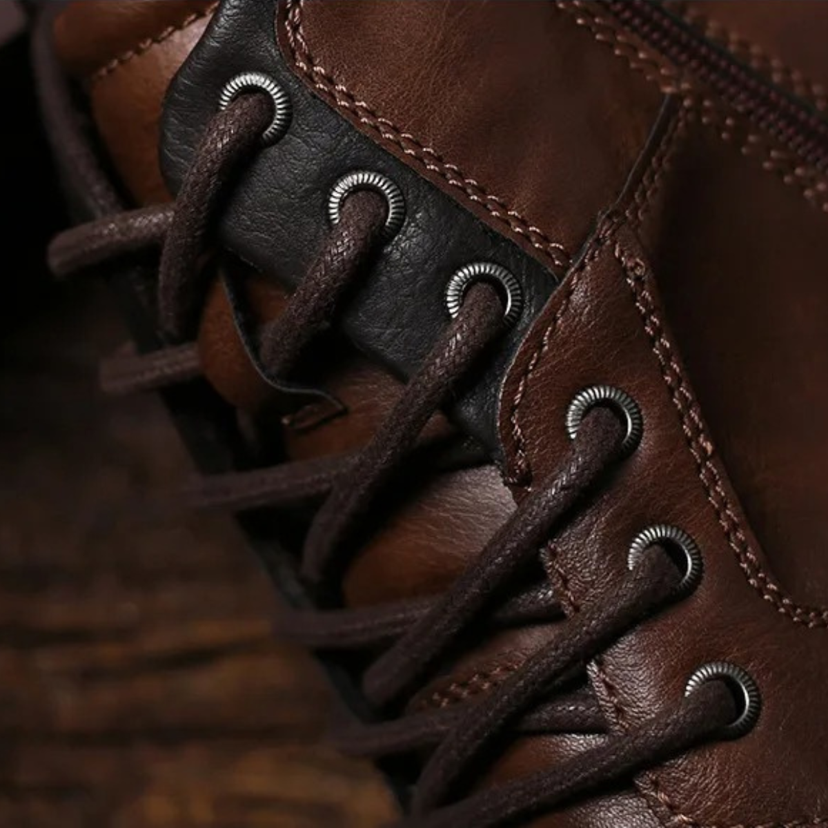 Axel | Men's Leather Combat Boots Brown Lace Up