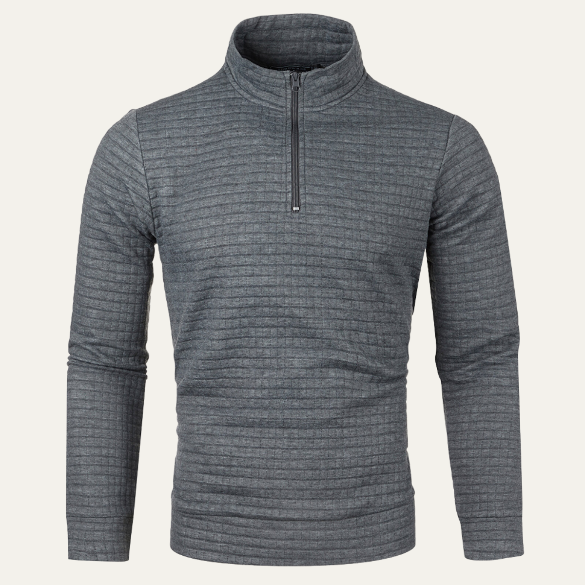 Wyatt | Men's Quarter Zip Sweater White Quilted Long Sleeve
