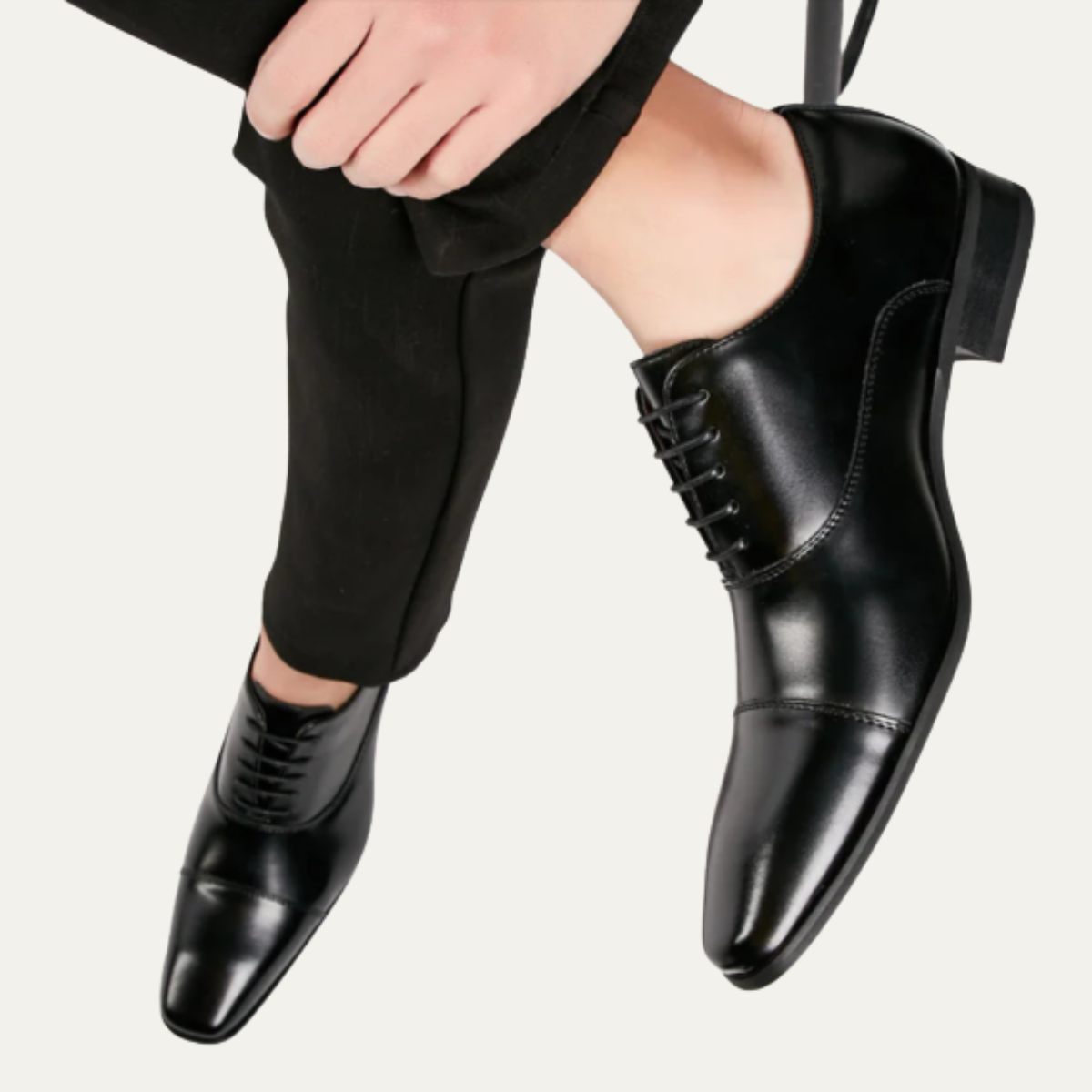 Ezra | Men's Polished Leather Oxford Brown Dress Shoes