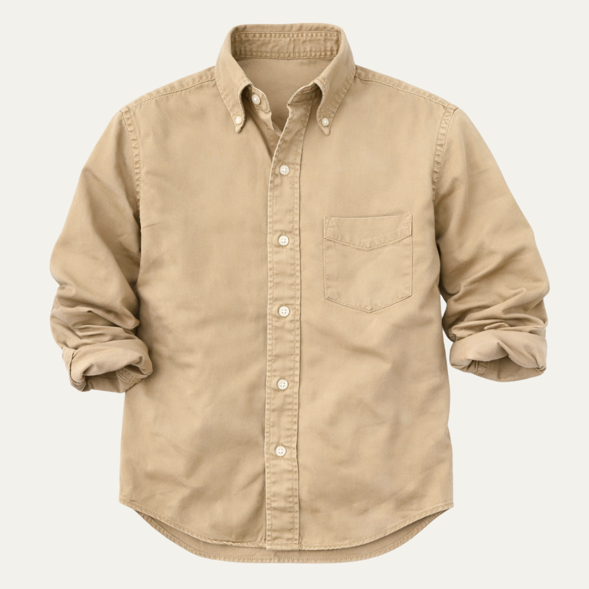 Wade | Men's Button Up Shirt Cream Long Sleeve Collared