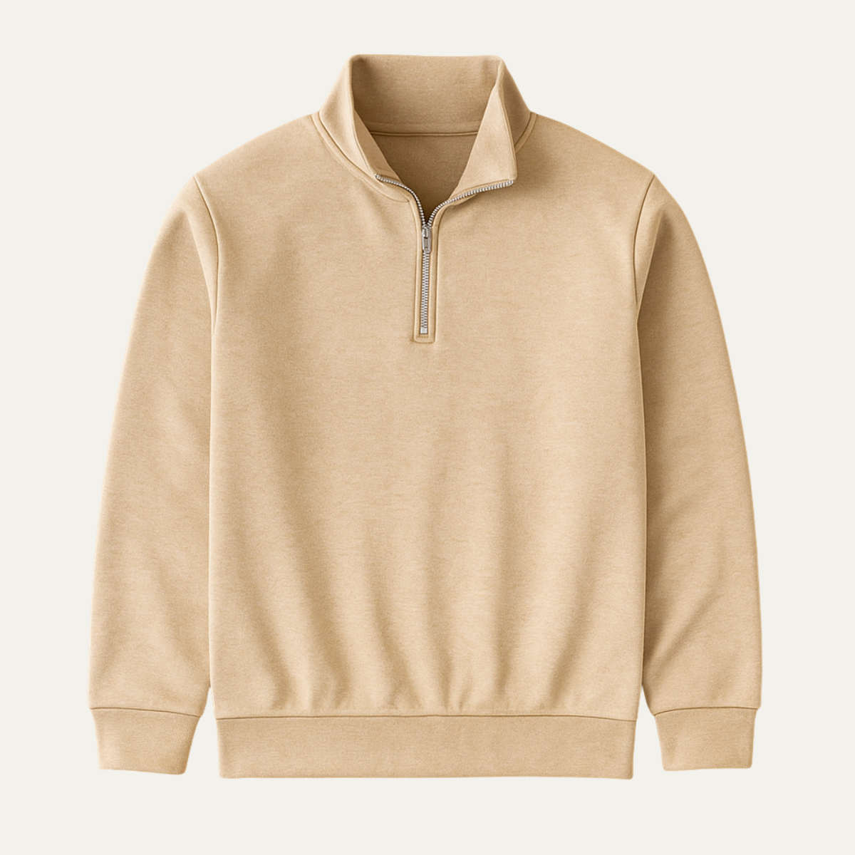 Ezra | Men's Quarter Zip Sweater Cream Long Sleeve