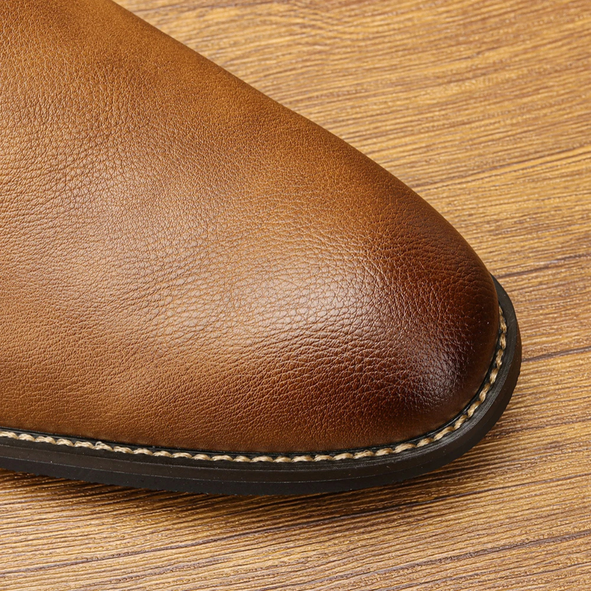 Axel | Men's Leather Chelsea Ankle Boots Brown Elastic Side Panels