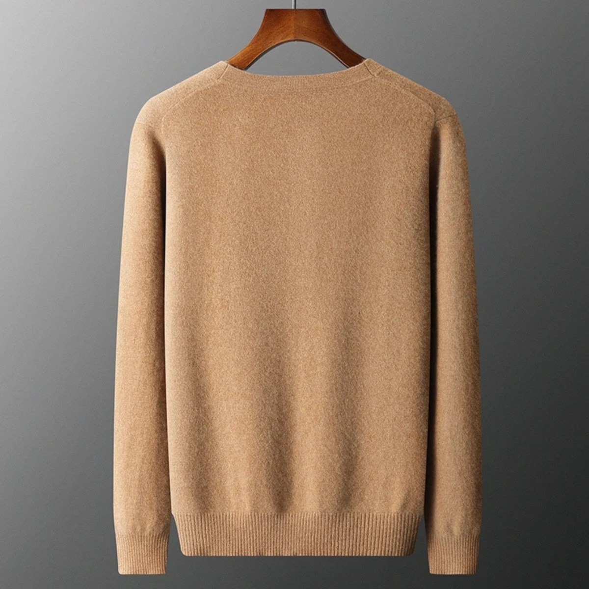 Bram | Men's Crew Neck Cardigan Sweater Camel