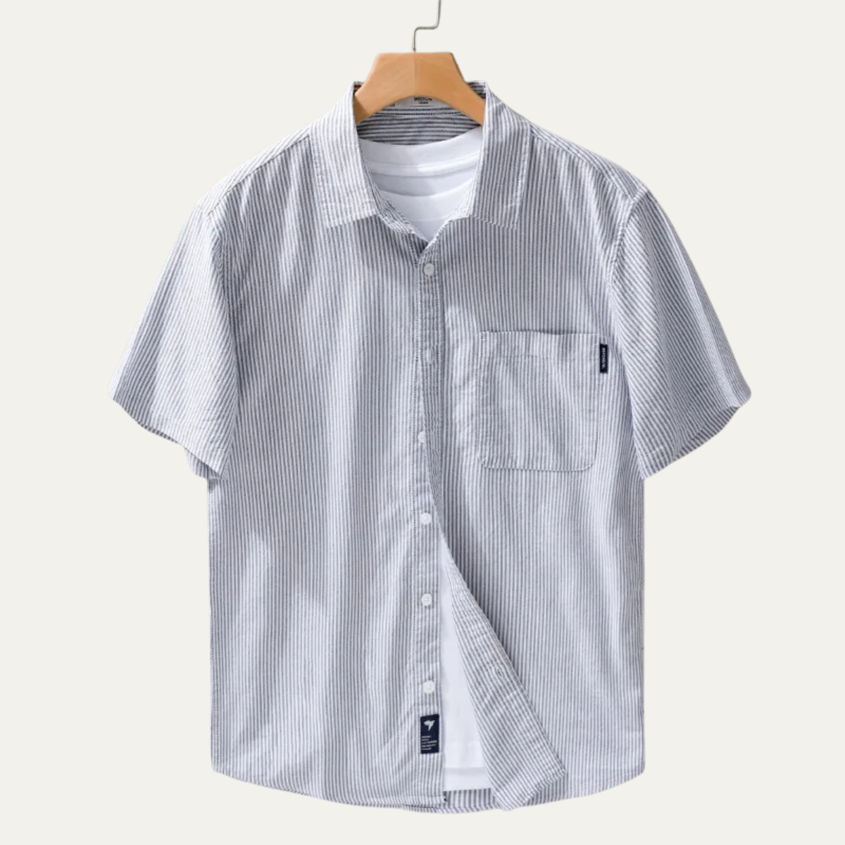 Bram | Men's Short Sleeve Button Up Shirt Light Blue Stripe