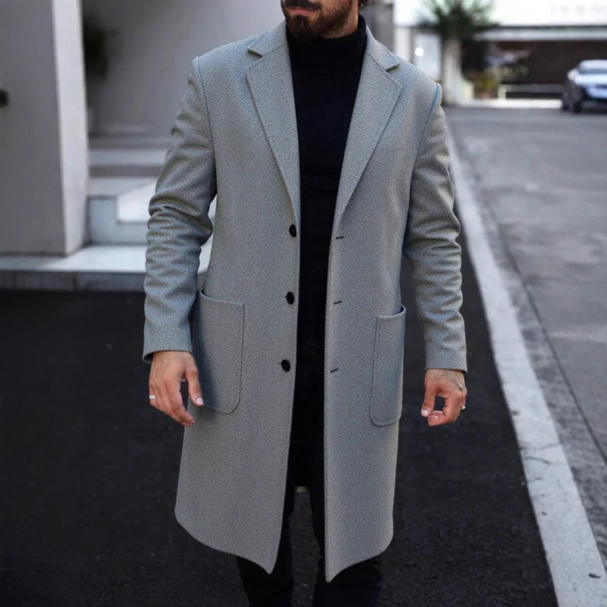 Callum | Men's Wool Overcoat Brown Classic Tailored