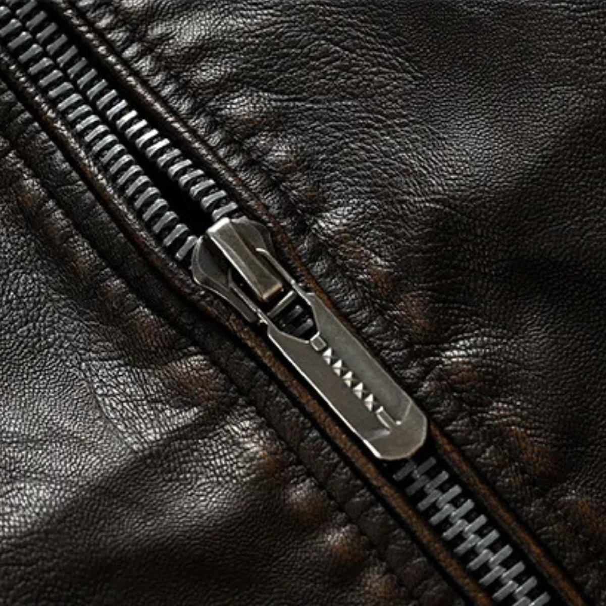 Axel | Men's Leather Jacket Black Quilted Collared