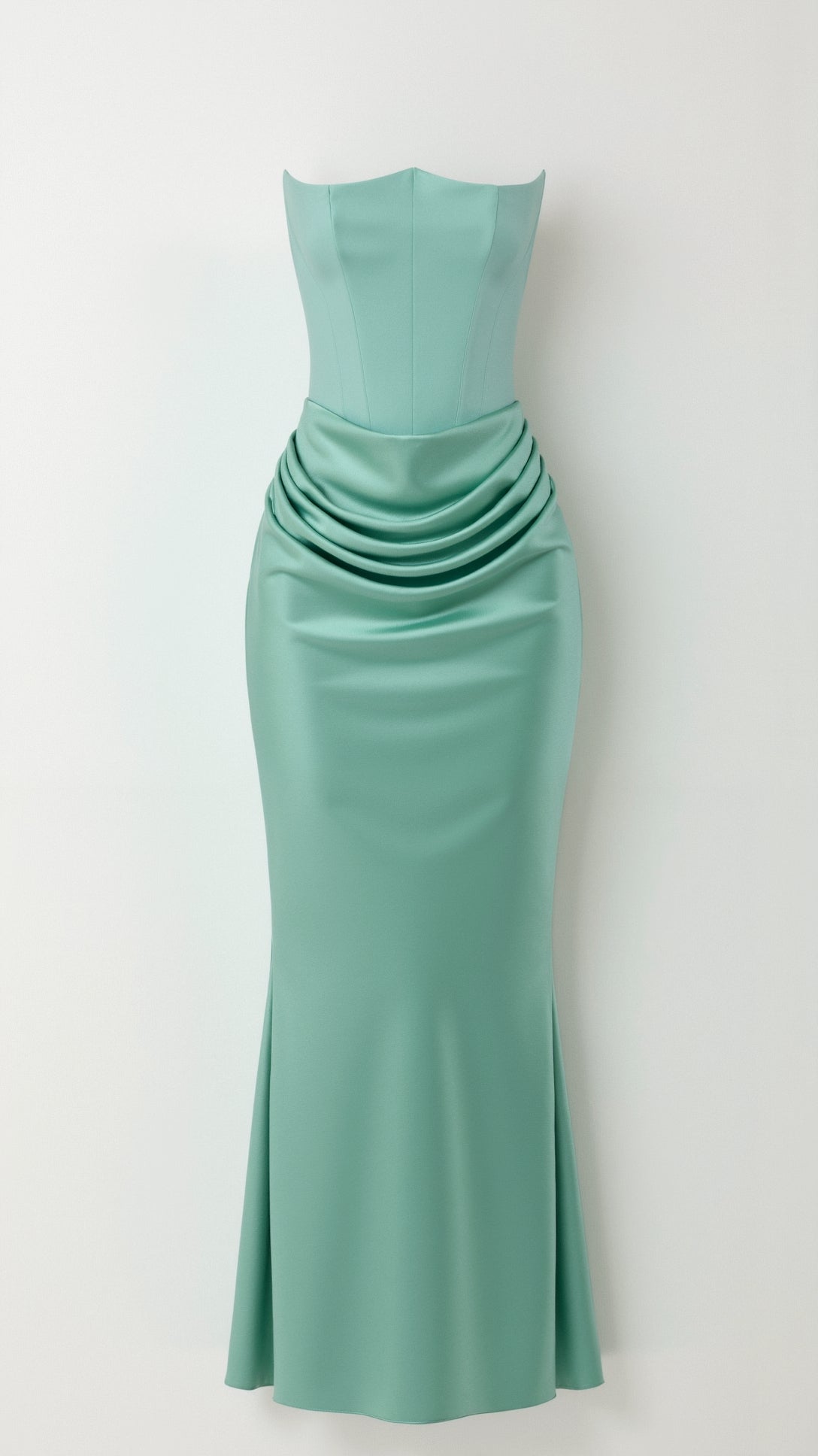 Cleo | Women's Satin Ruched Maxi Dress Black
