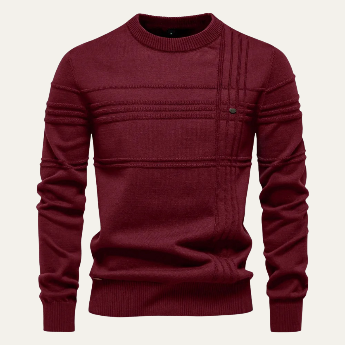Rhys | Men's Crew Neck Sweater Cream Cable Knit