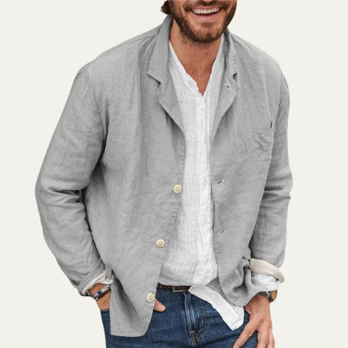 Bram | Men's Linen Blazer Black Casual Lightweight