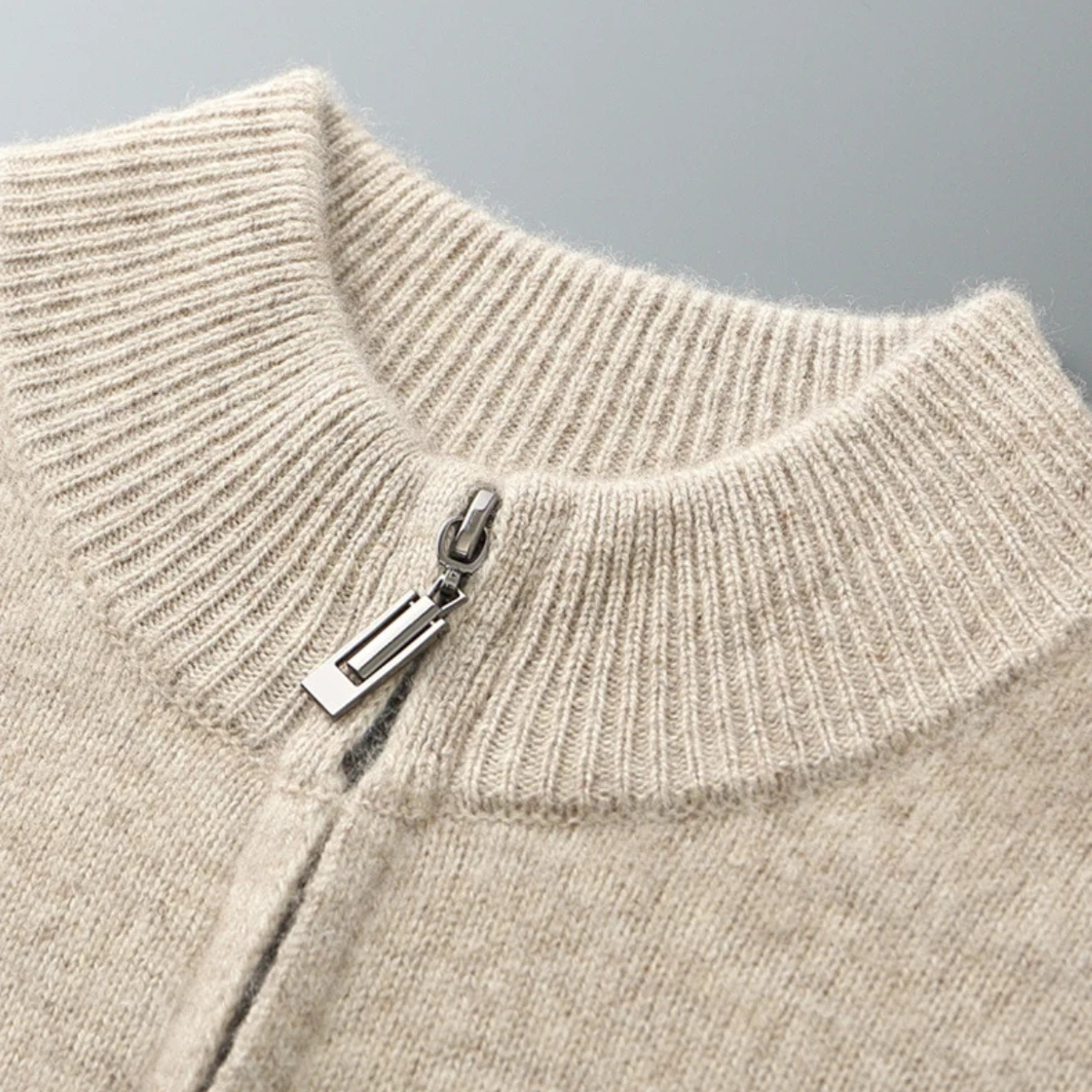 Rowan | Men's Cream Mock Neck Zip Up Cardigan Sweater