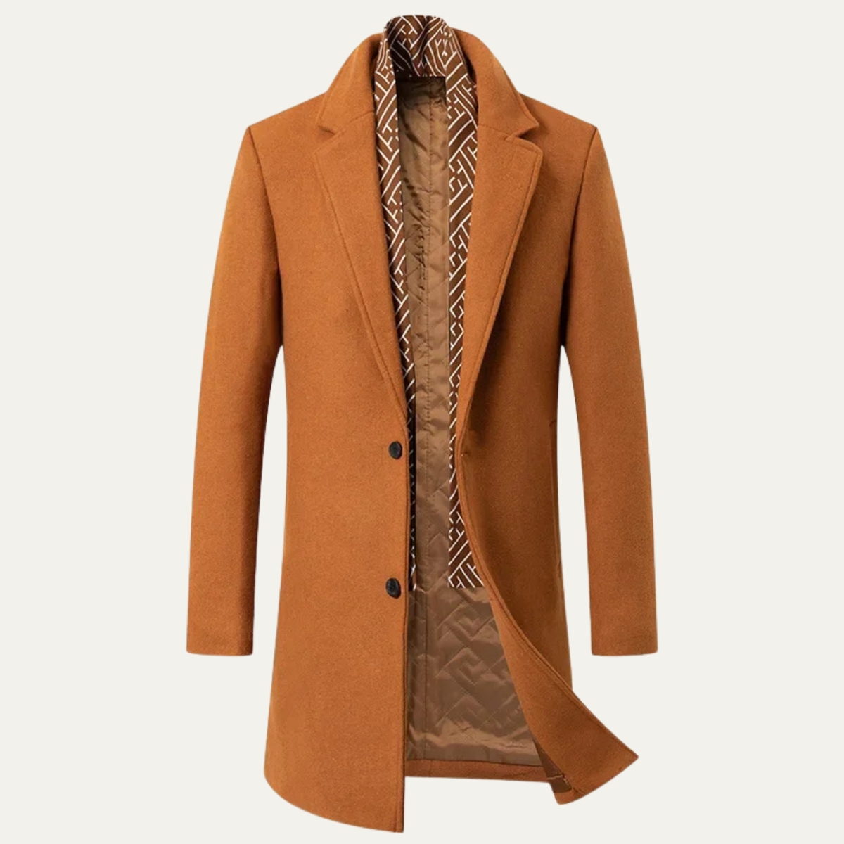 Arlo | Men's Wool Overcoat Black Geometric Collar