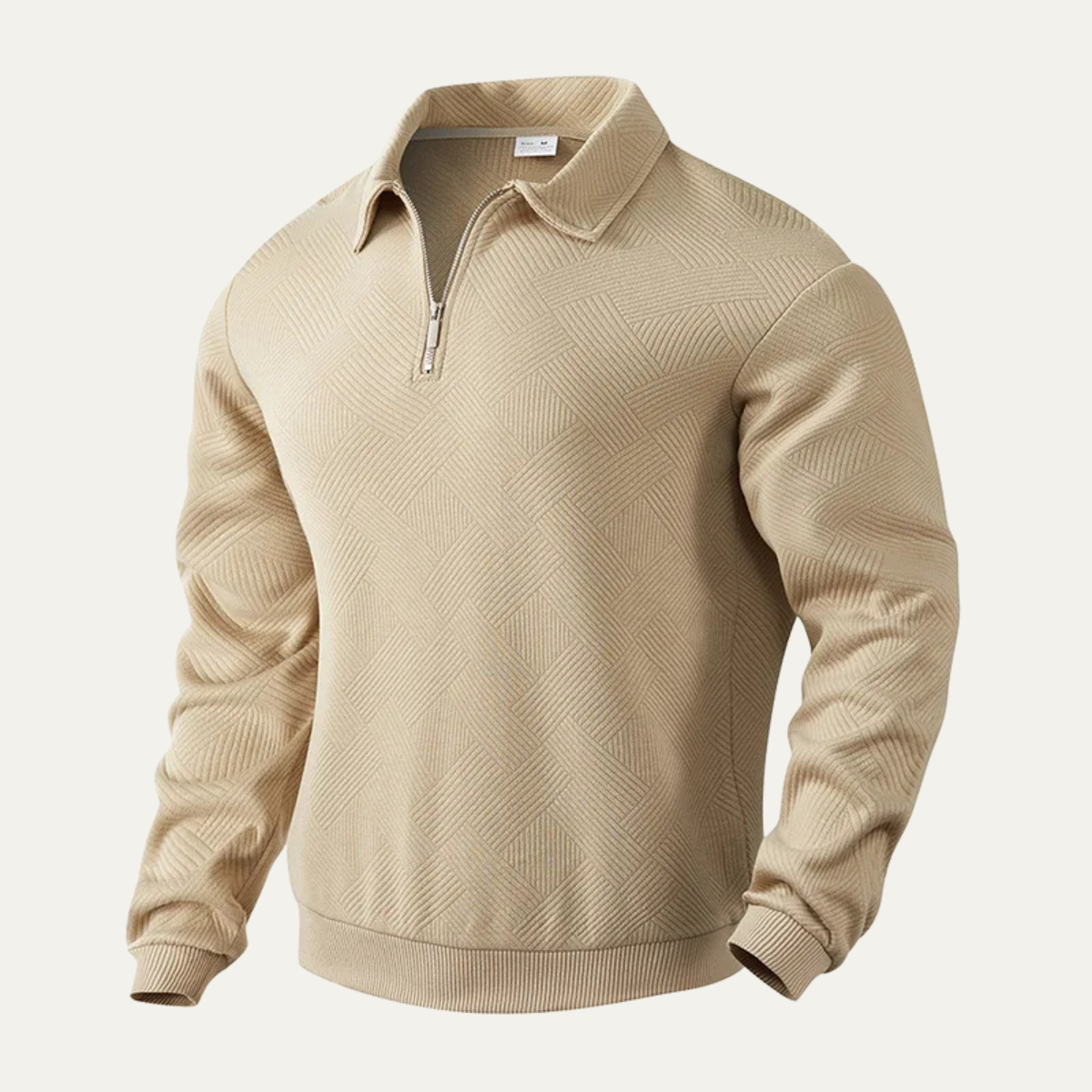 Axel | Men's Quarter Zip Sweater Black Geometric Pattern