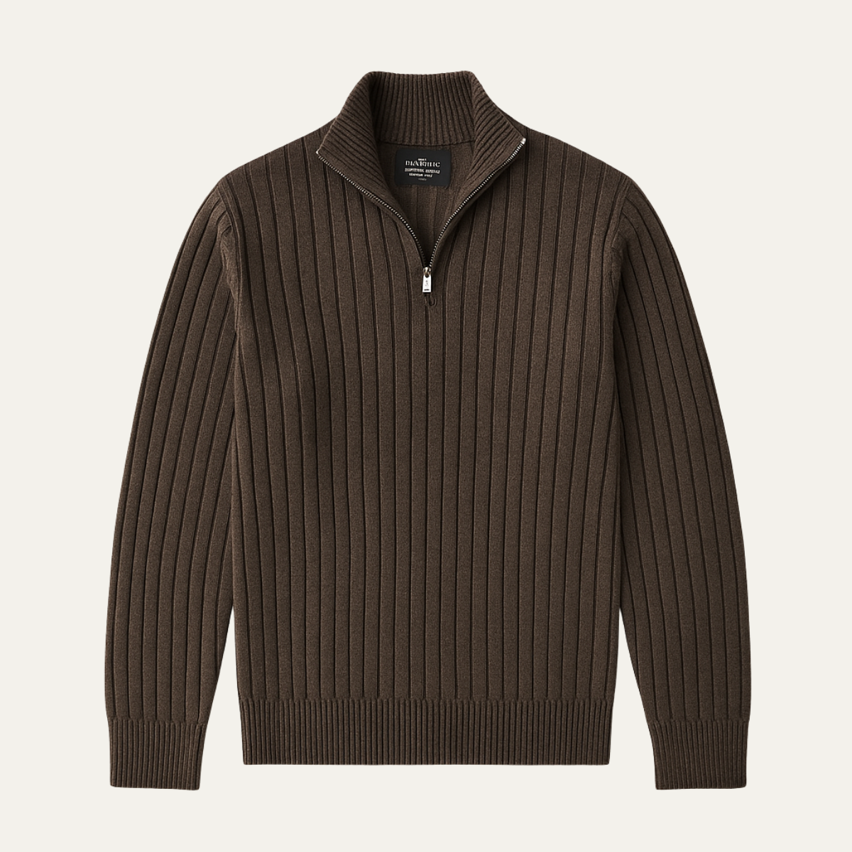 Bram | Men's Quarter Zip Sweater Charcoal Ribbed Cotton
