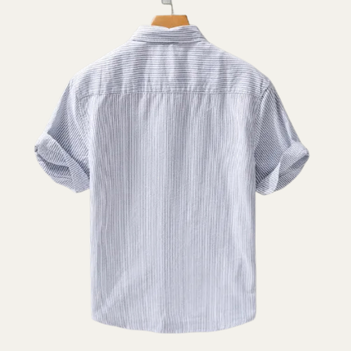 Bram | Men's Short Sleeve Button Up Shirt Light Blue Stripe