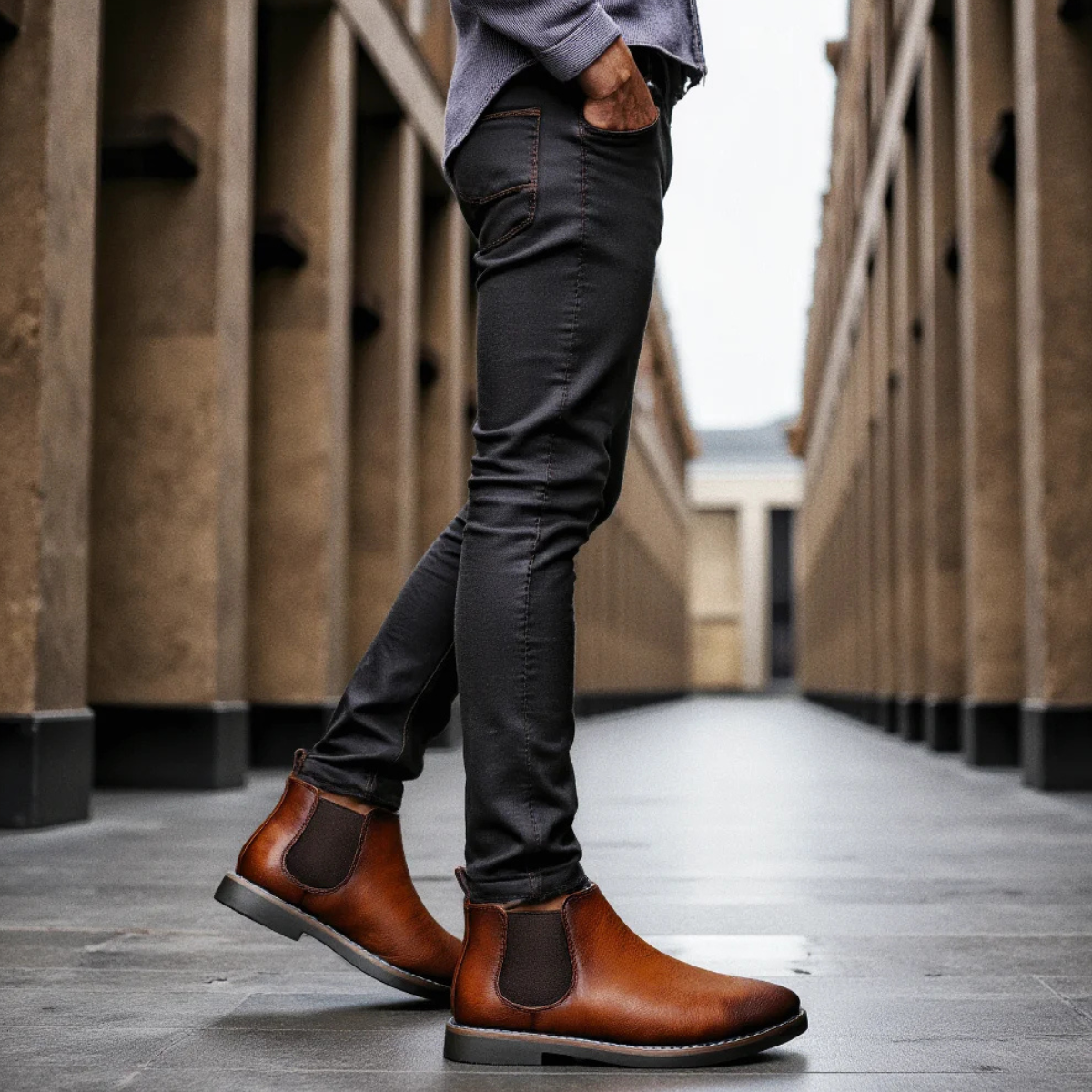 Beau | Men's Chelsea Leather Ankle Boots Brown
