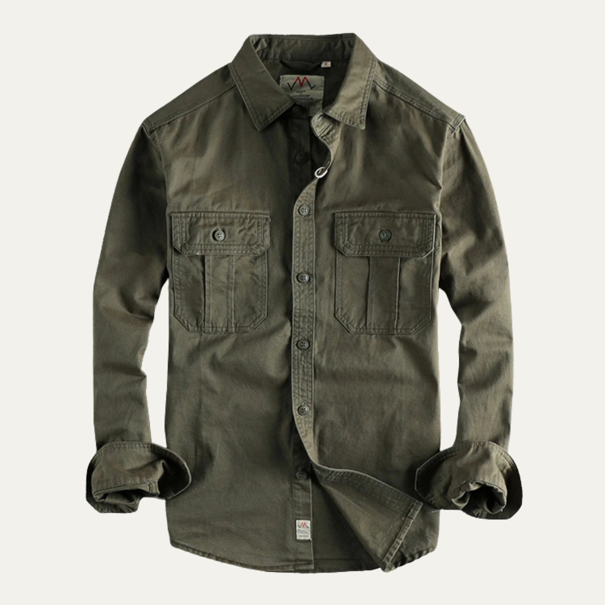 Axel | Men's Utility Denim Shirt Jacket Beige Long Sleeve