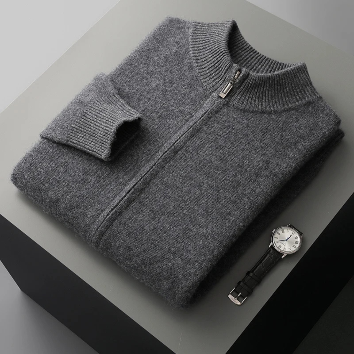 Sage | Men's Cream Quarter Zip Sweater Wool Blend