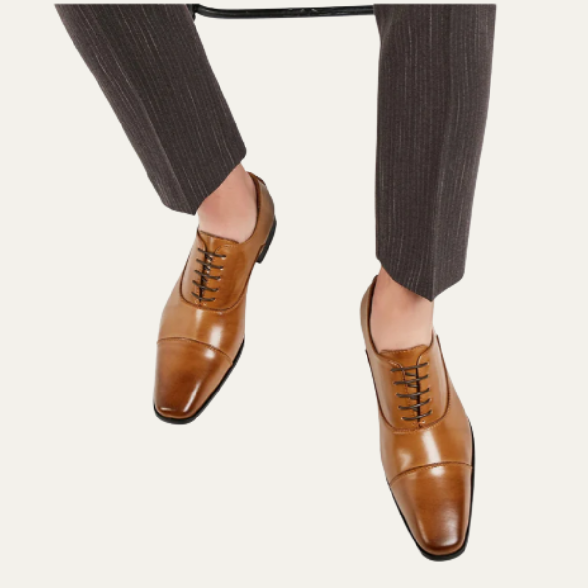 Ezra | Men's Polished Leather Oxford Brown Dress Shoes