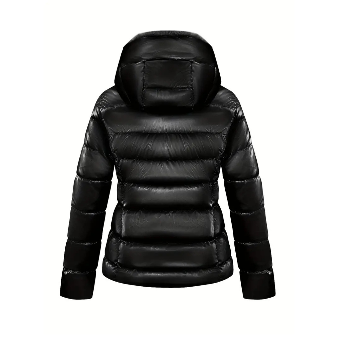 Freya | Women's Sherpa Puffer Jacket Black Hooded Zip Up