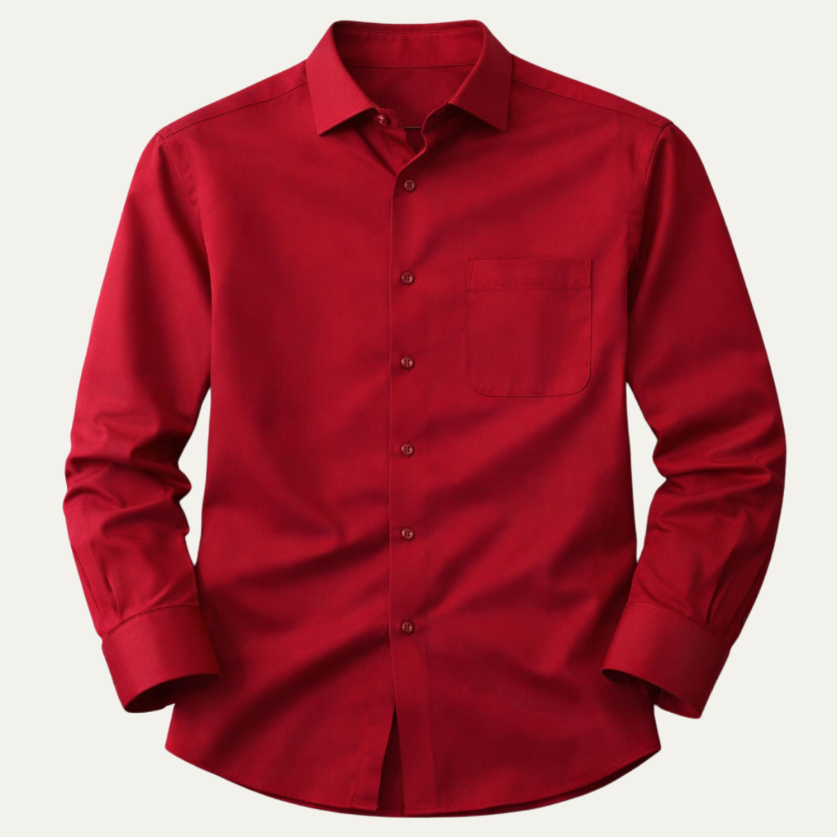 Beau | Men's Dress Shirt Red Long Sleeve Button Up