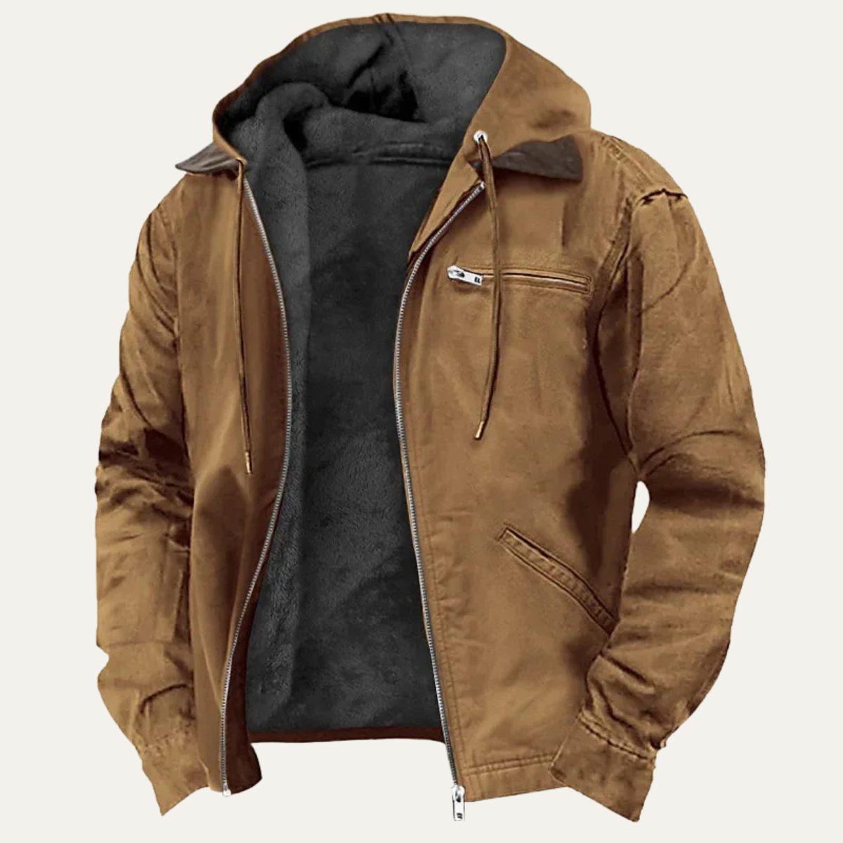 Magnus | Men's Windbreaker Fleece Lined Hooded Jacket Black