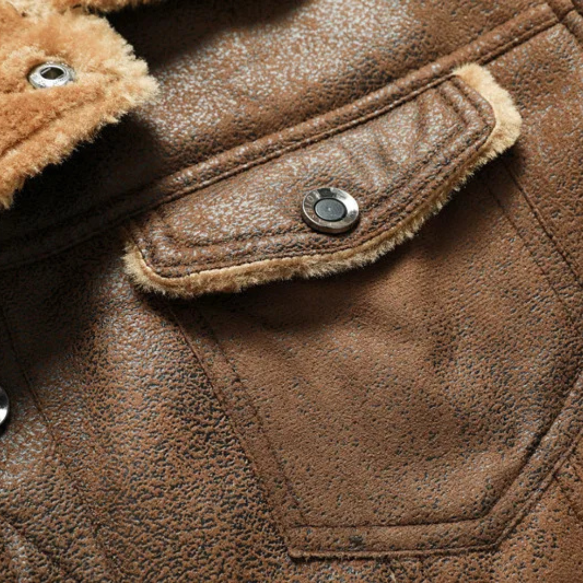 Ezra | Men's Sherpa Lined Denim Jacket Brown Warm