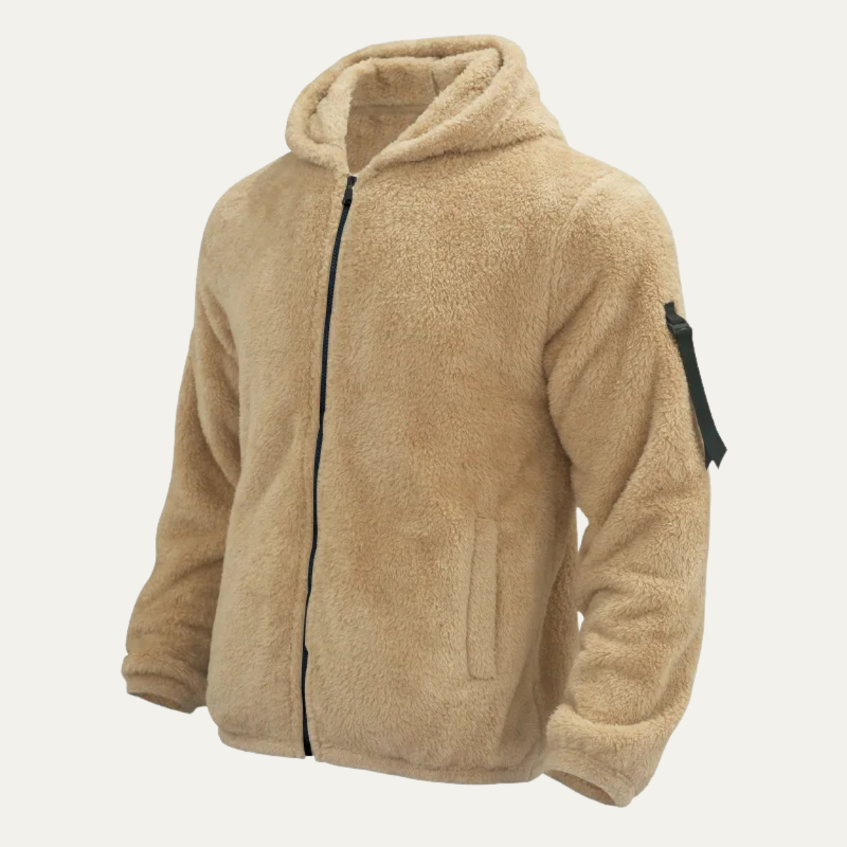 Ezra | Men's Fleece Zip Up Hoodie Beige