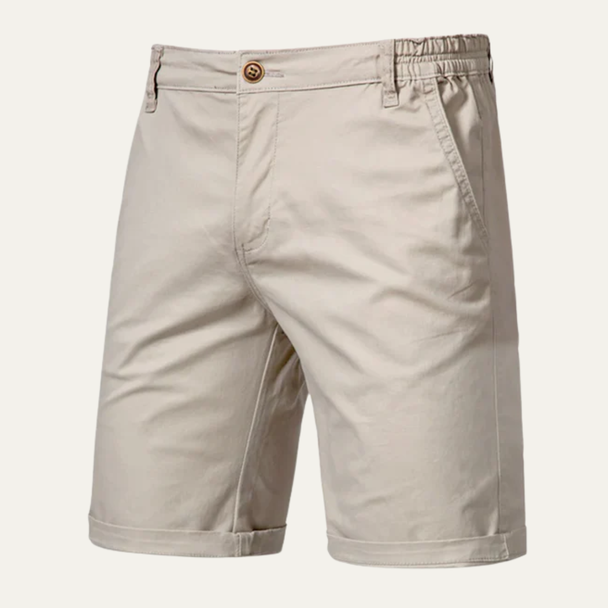 Callum | Men's Chino Shorts Cream Flat Front