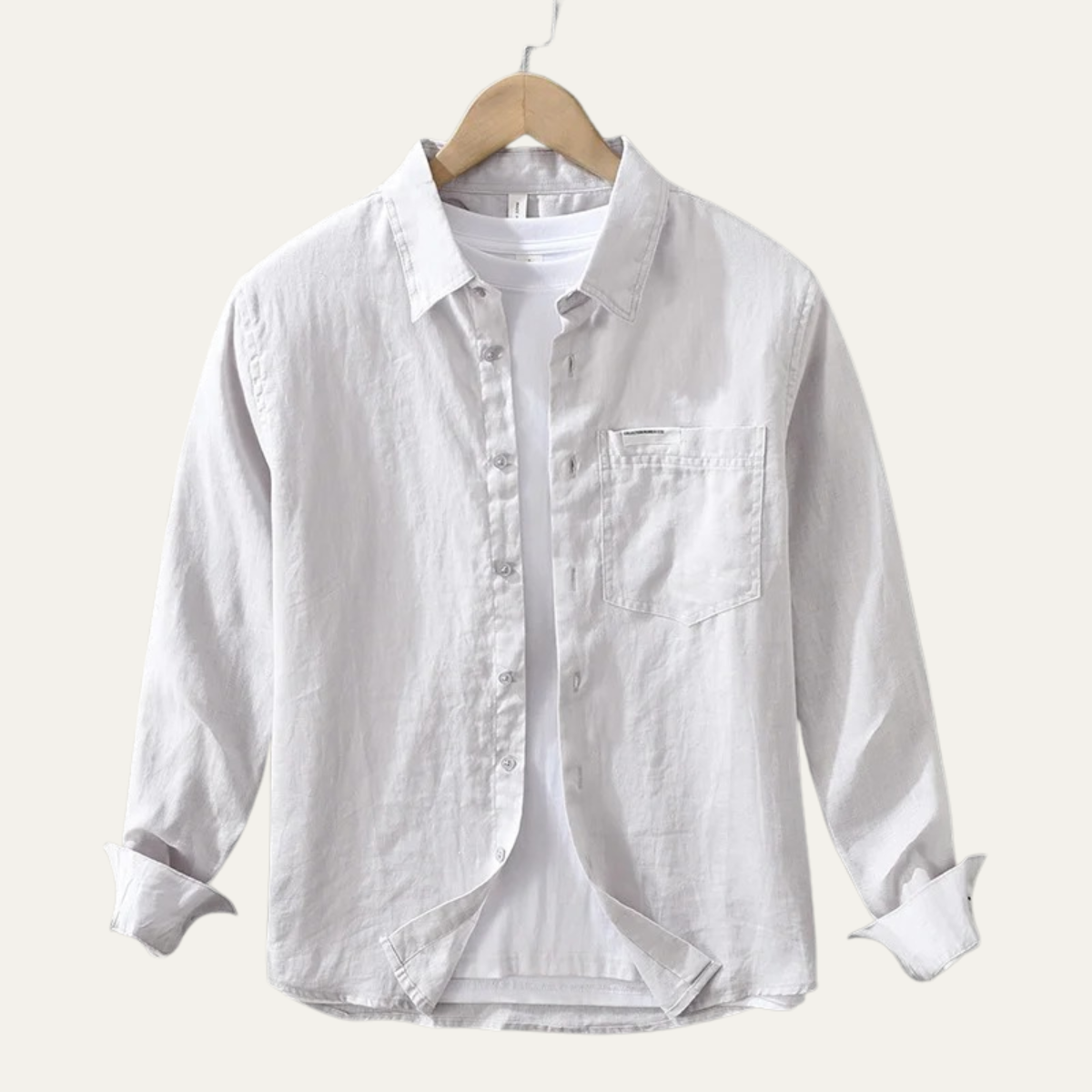 Ezra | Men's Linen Shirt Olive Green Casual Button Up