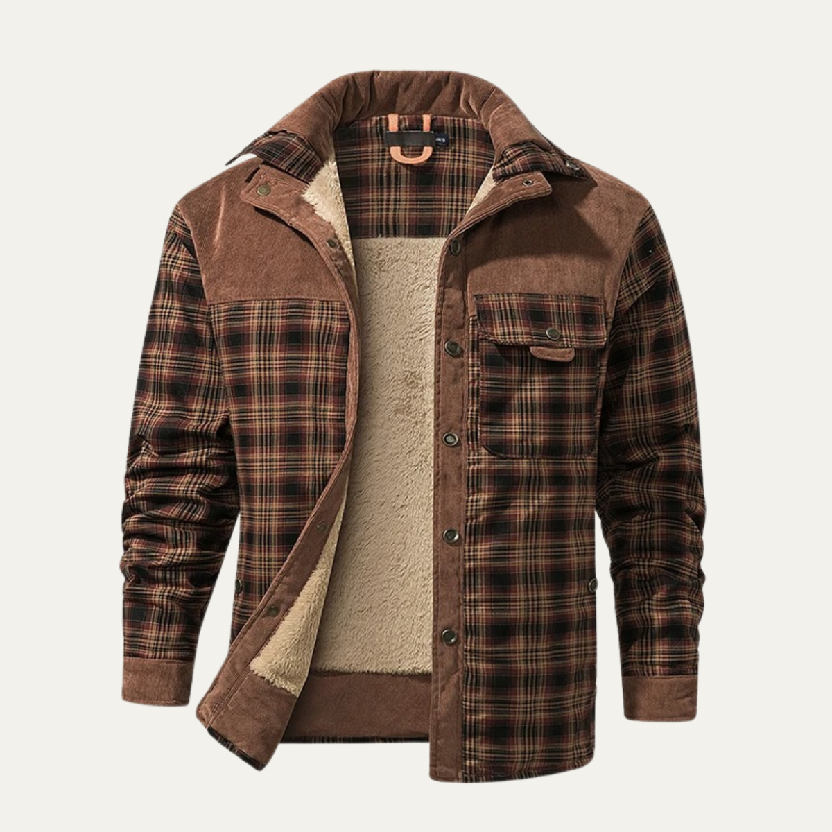 Knox | Men's Flannel Shirt Jacket Olive Plaid Sherpa Lined