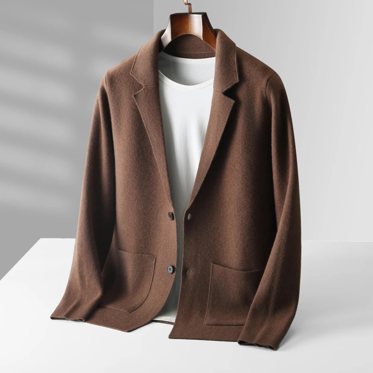 Beau | Men's Casual Wool Cardigan Cream Button Front Pockets