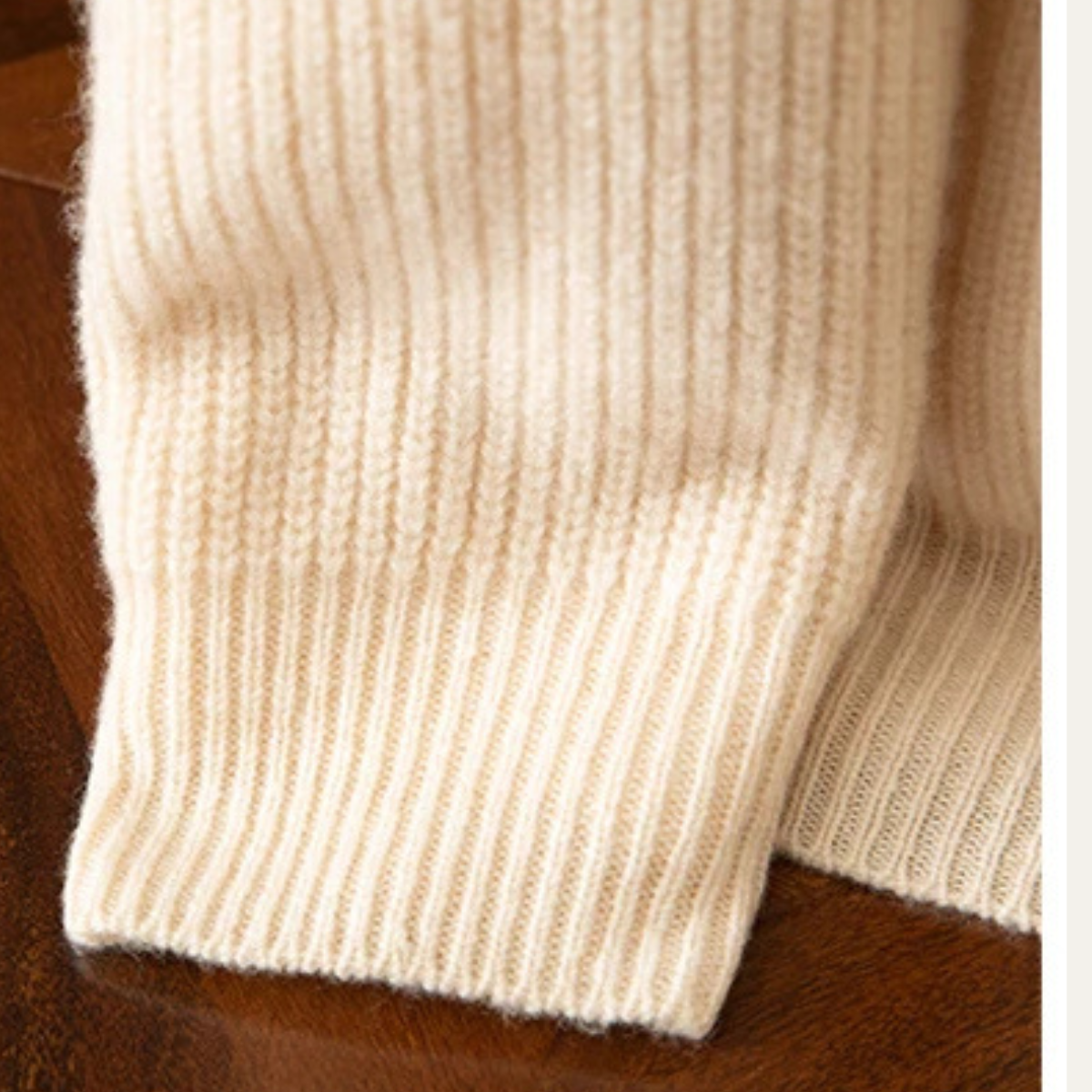 Sage | Men's Crew Neck Sweater Cream Ribbed Knit