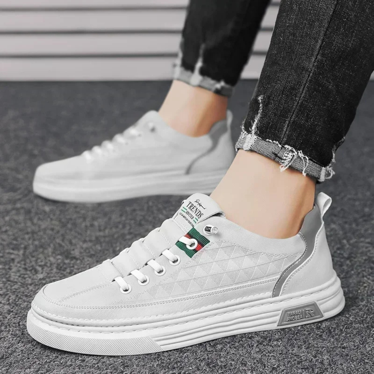 Jax | Men's Casual Cream Lace Up Sneakers Lightweight