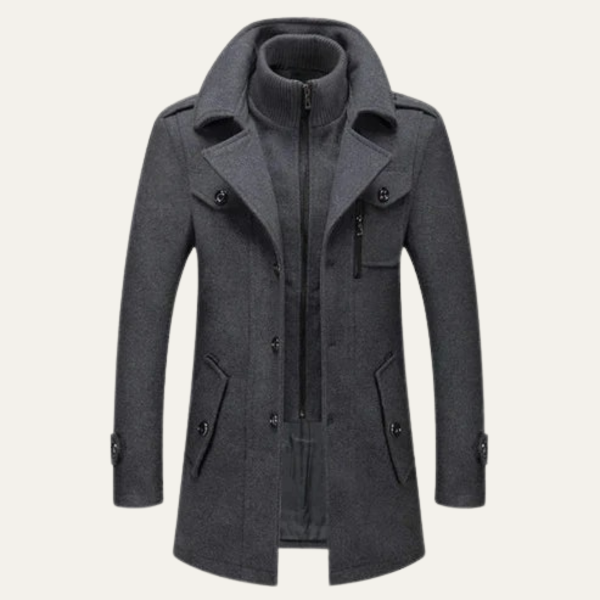 Luca | Men's Wool Blend Overcoat Gray Double Breasted