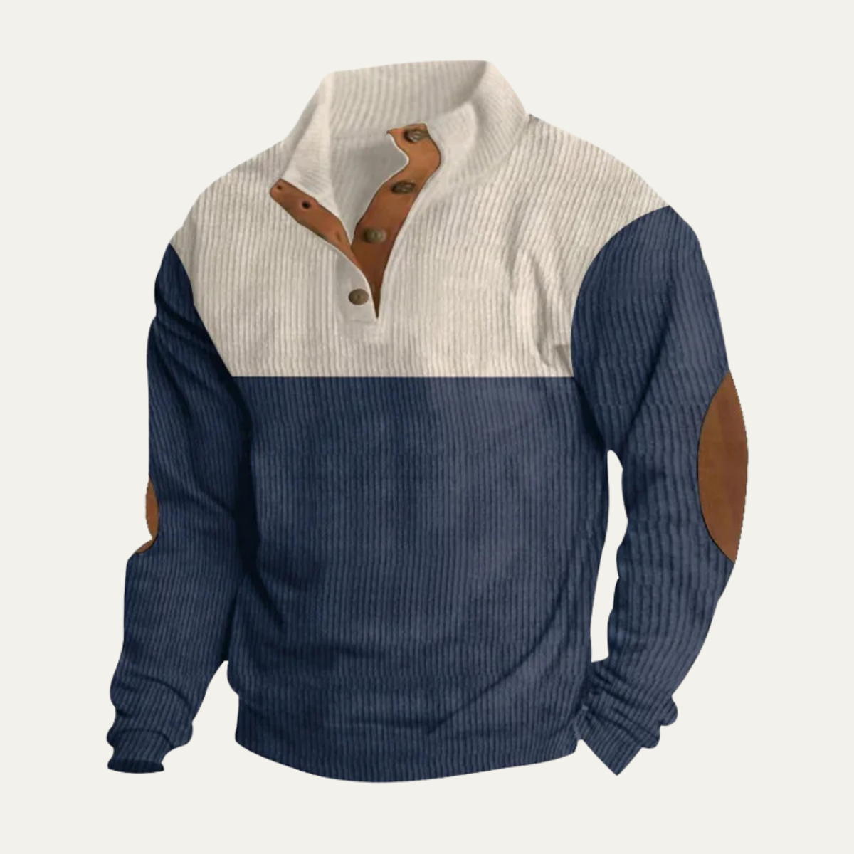 Bram | Men's Color Block Sweater Cream Black Ribbed Knit