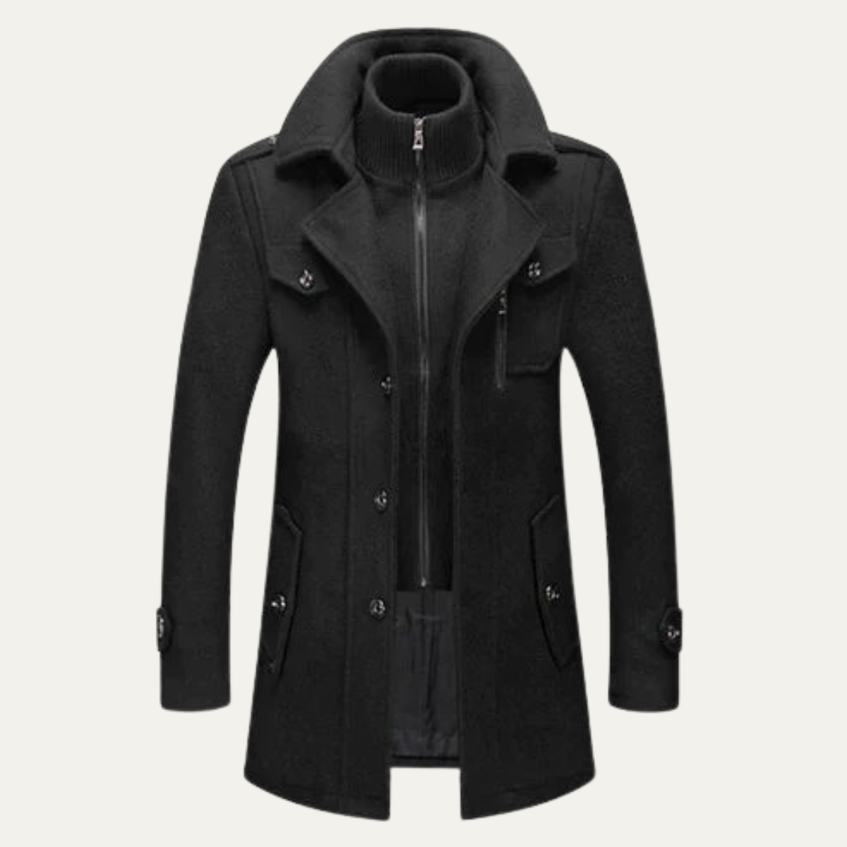 Luca | Men's Wool Blend Overcoat Gray Double Breasted