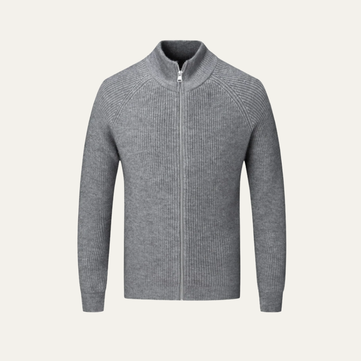 Bram | Men's Ribbed Zip Cardigan Sweater Cream