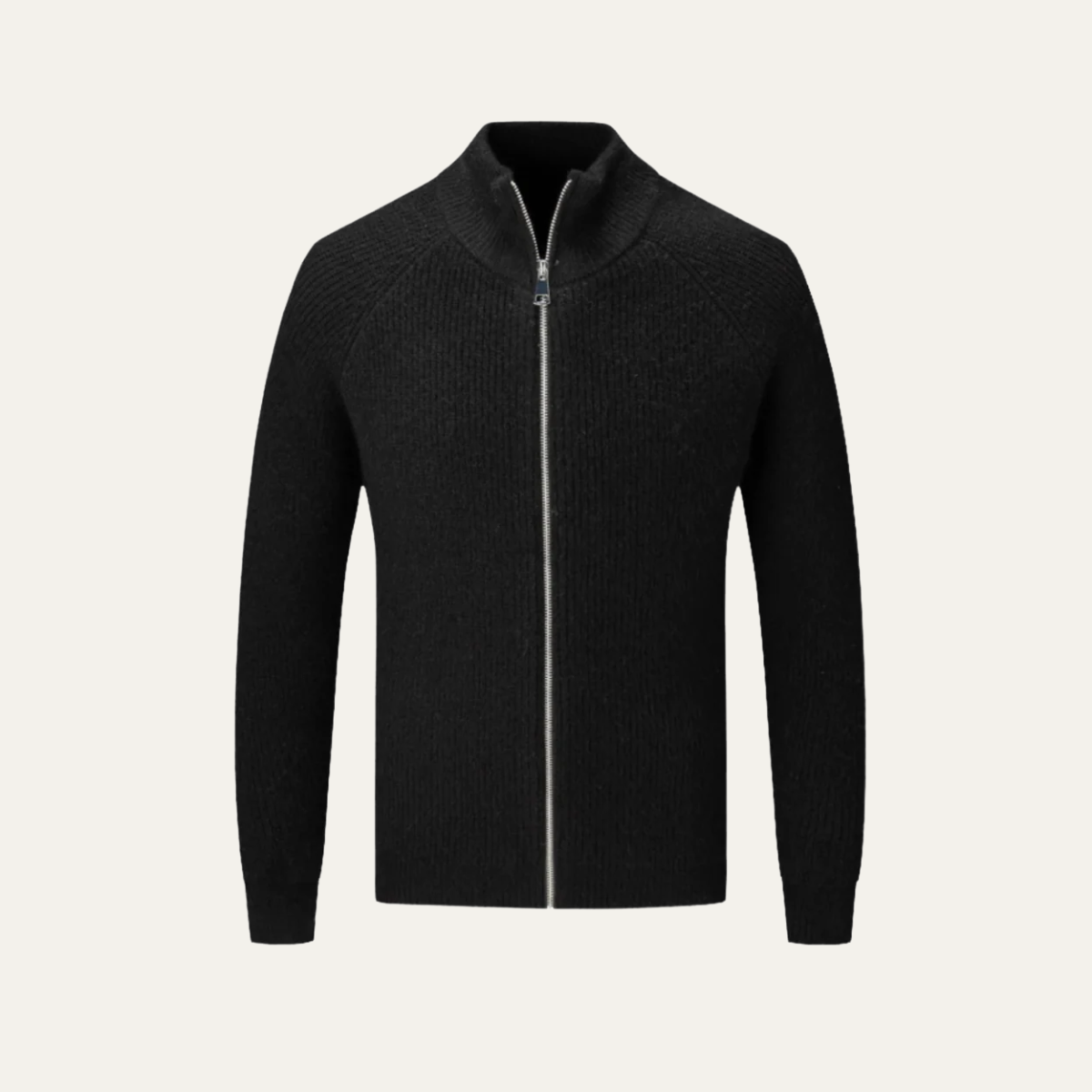 Bram | Men's Ribbed Zip Cardigan Sweater Cream