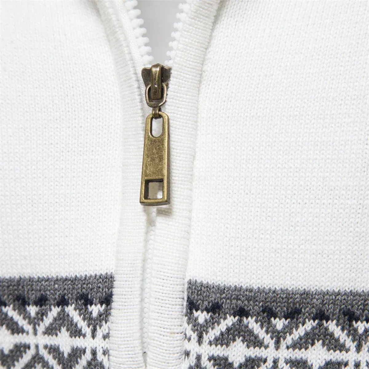 Axel | Men's Fair Isle Quarter Zip Sweater Cream Navy