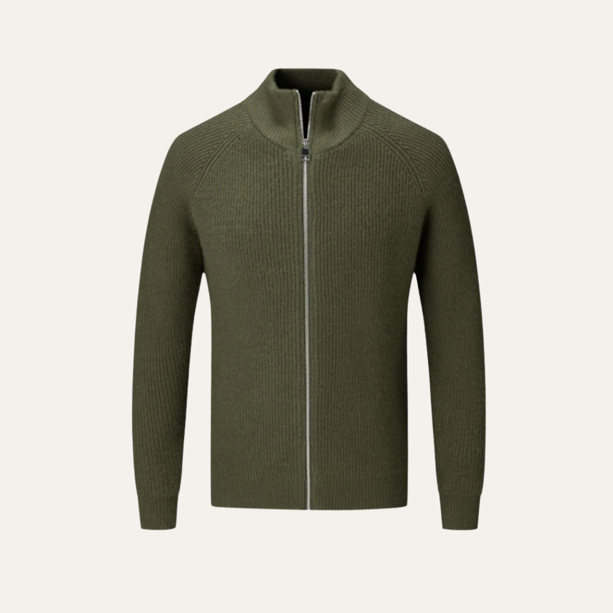 Bram | Men's Ribbed Zip Cardigan Sweater Cream
