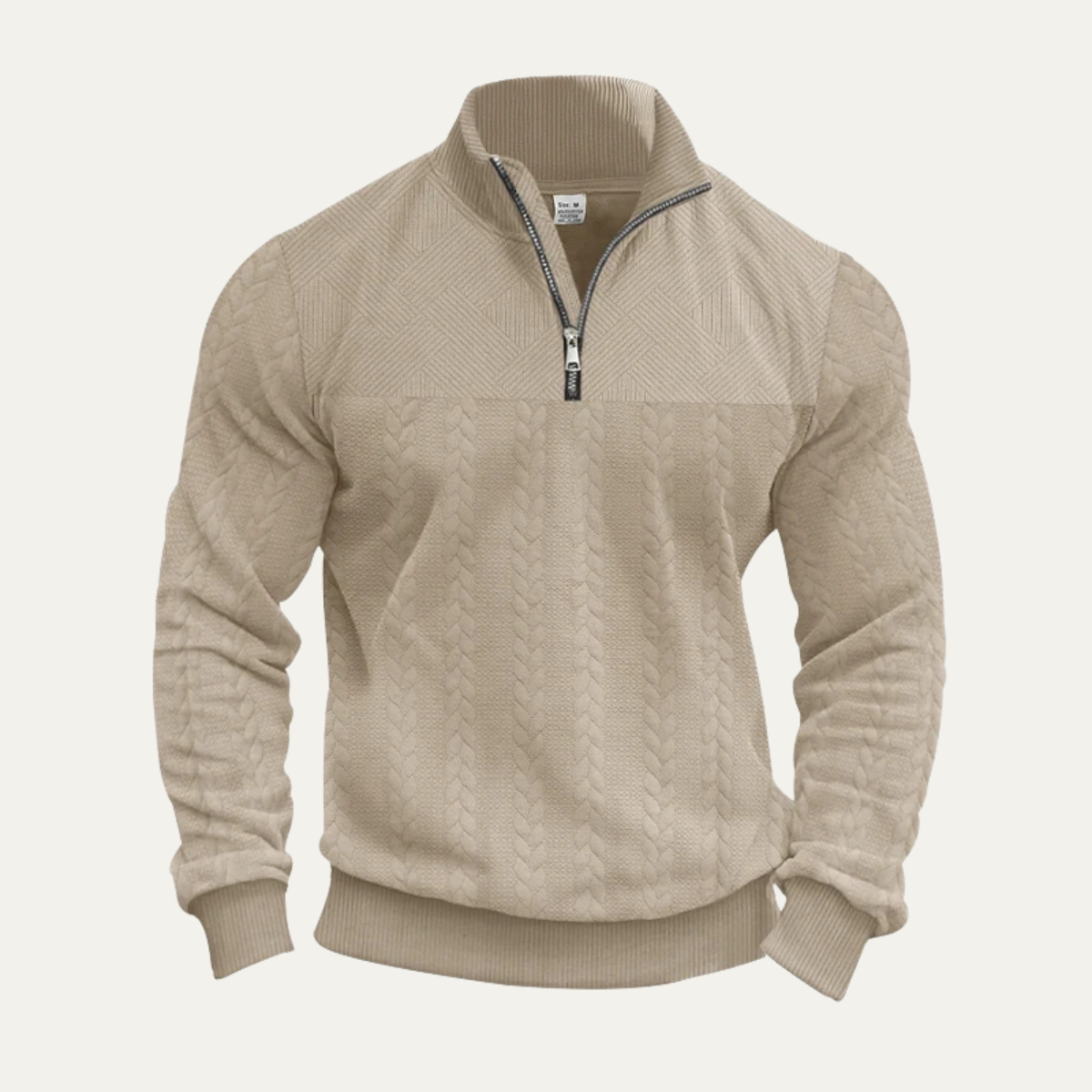 Knox | Men's Quarter Zip Sweater Cream Cable Knit